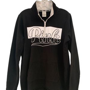 PINK Victoria’s Secret Black/White Half Zip Lightweight Pullover Sweatshirt S